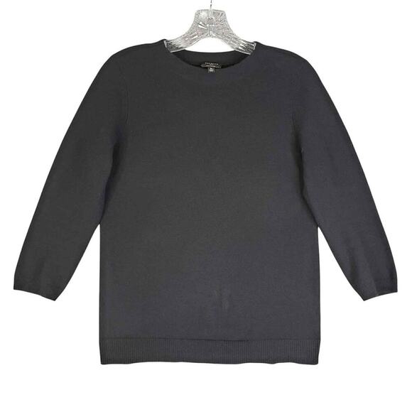 Talbots Sweater Womens Size Sp Petite Black Cashmere Knit 3/4 Sleeve - Picture 2 of 7